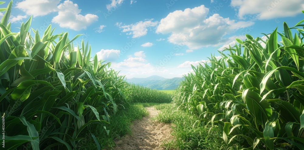 Obraz premium a cornfield and a blue sky