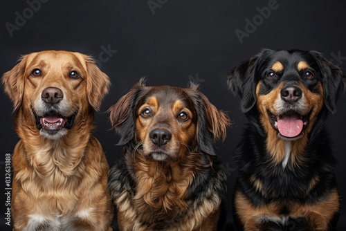 Funny dogs on a black background