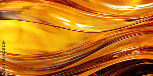 Golden liquid amber flowing wave, dynamic abstract background