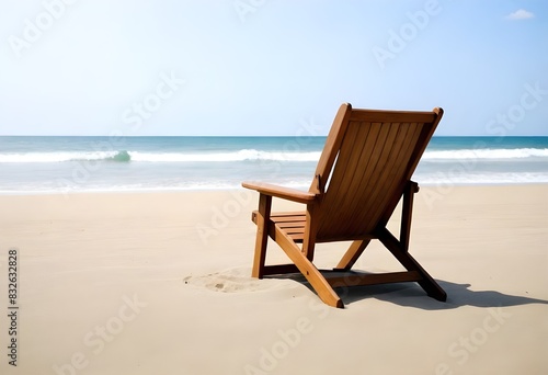 a beach chair is on the sand in the sand.