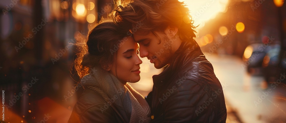 Romantic couple in evening light, intimate embrace, soft and emotional, Hyperrealistic 8K , high-resolution, ultra HD,up32K HD Romantic couple in evening light, intimate embrace, soft and emotional, Hyperrealistic 8K , high-resolution, ultra HD,up32K HD