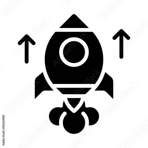 A solid design icon of startup

