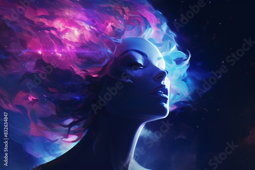 Woman in deep space