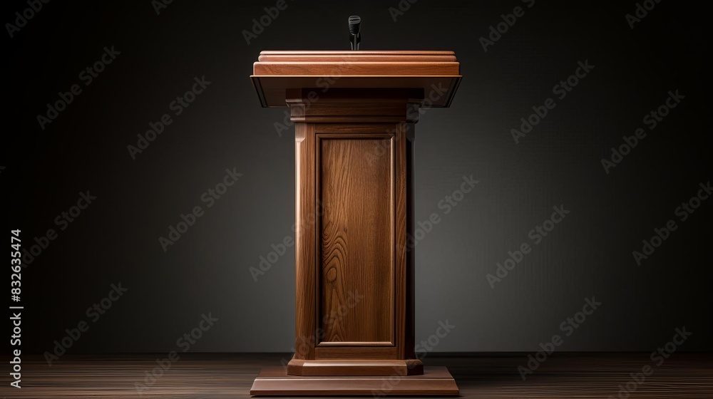 Wooden podium with a microphone Wooden podium with a microphone