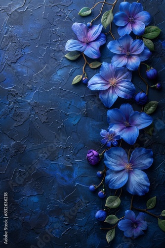 Blue Flowers on Blue Background