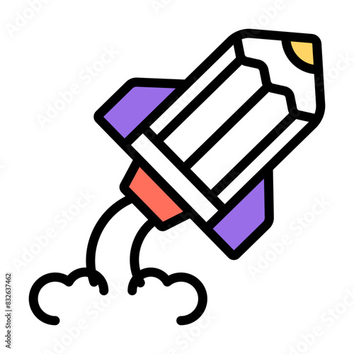 Conceptual flat design icon of startup 

