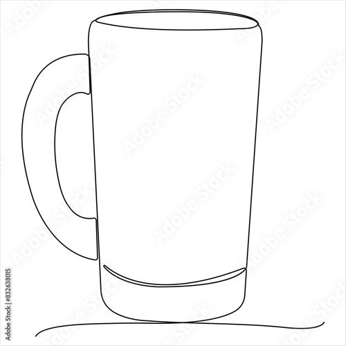 Single line continuous  drawing of abstract wine glass simple water goblet line art vector illustration