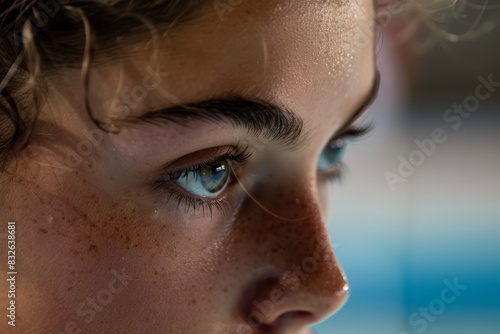 Intense Focus in Gymnast's Face Before Routine: Capturing Determination and Emotion in Sports Photography