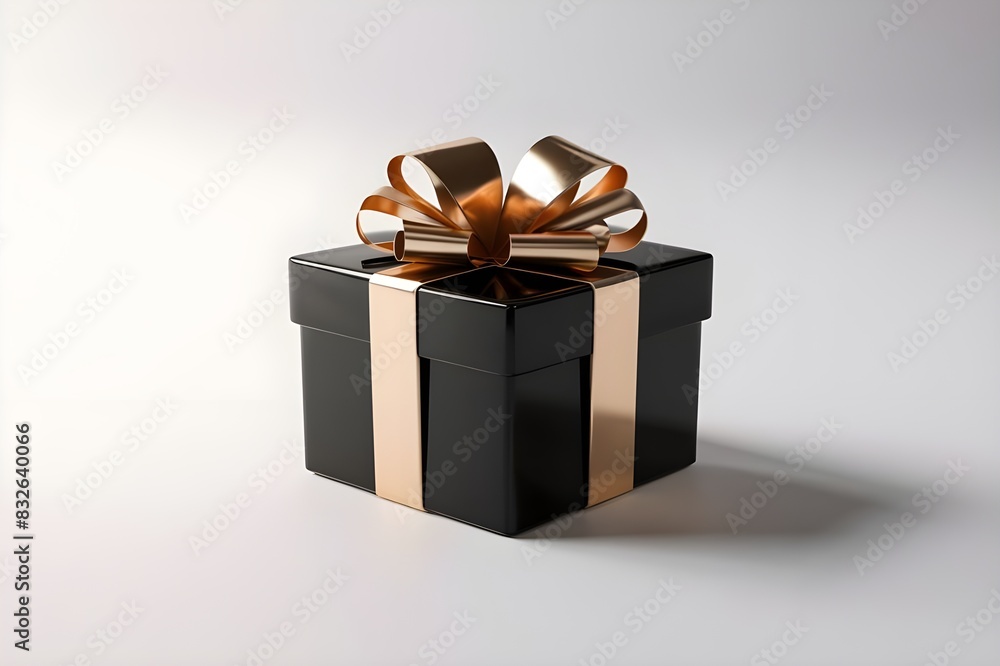 gift box with red ribbon on golden background generative ai gift box with red ribbon on golden background generative ai