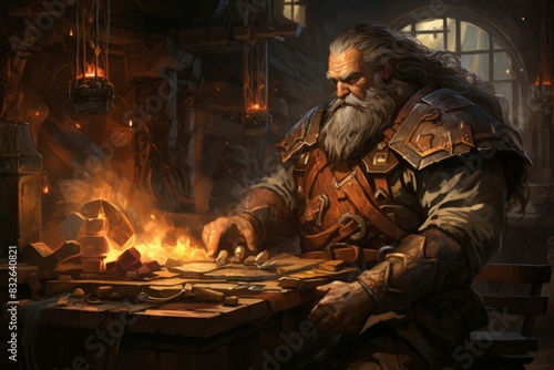 A dwarven blacksmith, renowned for skill in crafting legendary weapons and armor. - Generative AI © Sidewaypics
