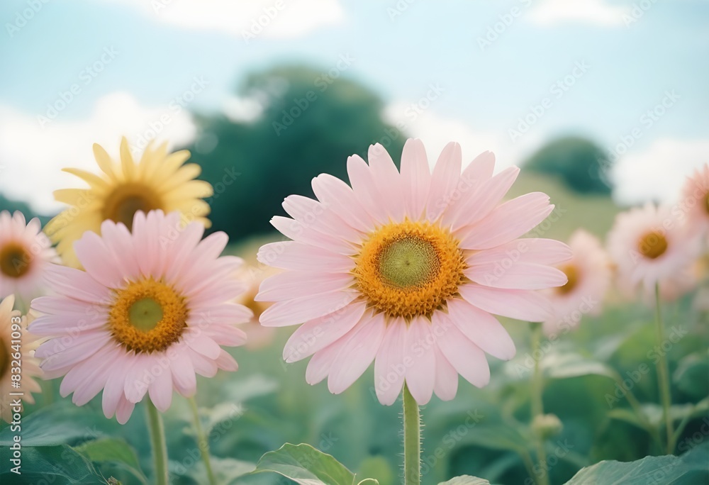 Naklejka premium daisies in a field