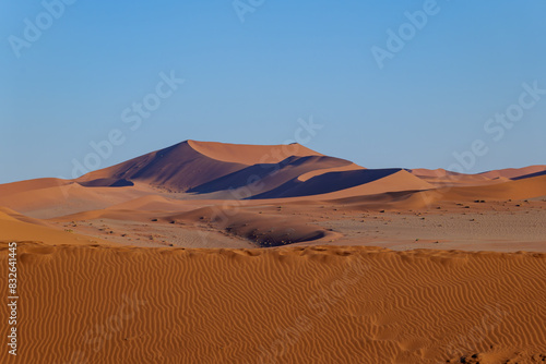 the world's largest sand dunes in Namibia, Africa, sunset colors	