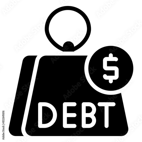 A solid icon design of debt

