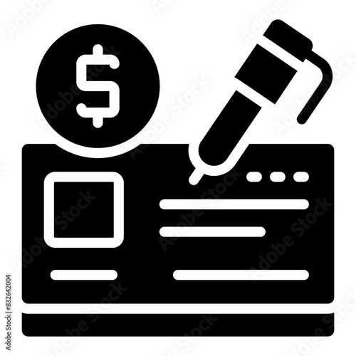 A solid design icon of checkbook

