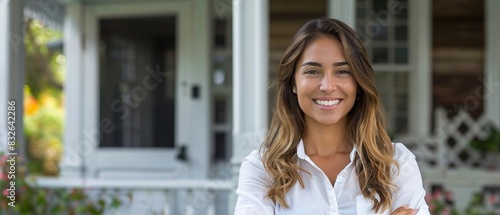 Real estate agent smiling in front of a traditional Korean house, bright and welcoming, Realism, High detail 8K , high-resolution, ultra HD,up32K HD