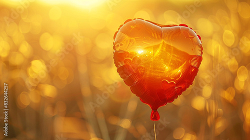 Joyous hearts, a heart balloon against a backdrop of sunny yellow. photo