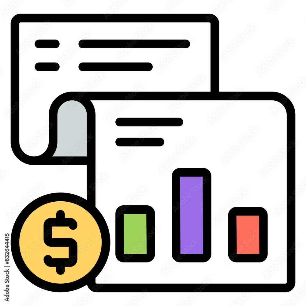 A beautiful design icon of financial report
A beautiful design icon of financial report