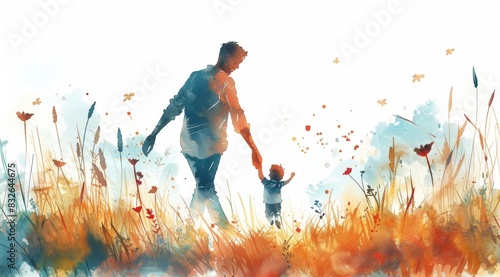 child's and fathers playing, happy international father's day concept, can be used for card, poster, website, brochure. abstract vector illustration