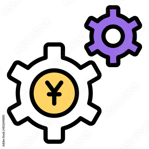A colored design icon of money management

