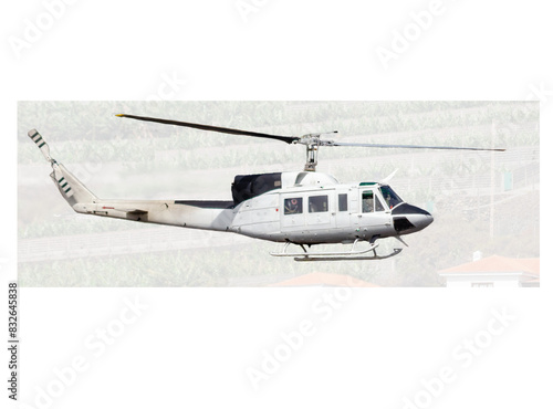 Real helicopter on half Transparent Background
