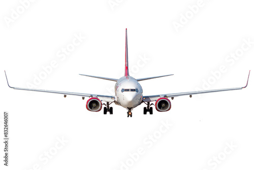 Real Commercial Airplane Boeing 737 on Transparent Background