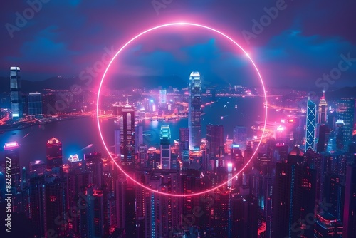 Electrifying Love Glowing Rings Ignite Hong Kongs Skyline