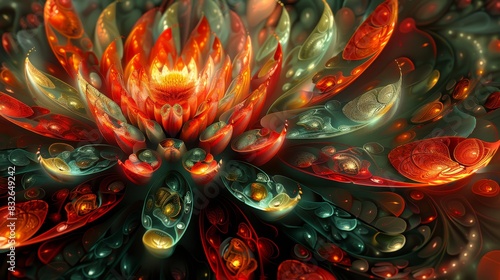 Vibrant Red and Green Petal Flower