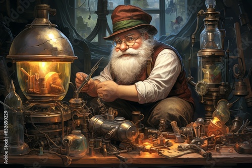 A quick-witted gnome inventor  creating ingenious gadgets and contraptions to overcome challenges. - Generative AI
