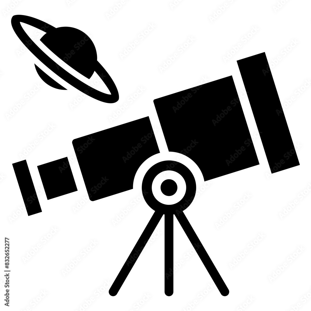 A space research tool icon, solid design of telescope
A space research tool icon, solid design of telescope
