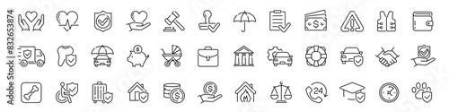 Insurance icon set. Insurance line icons.