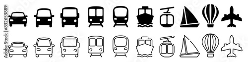 Transport icon set. Public Transportation icons.