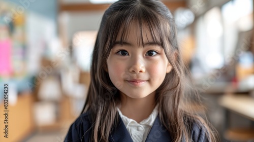 Wallpaper Mural Portrait of cute asian little girl in cafe, shallow depth of field Torontodigital.ca