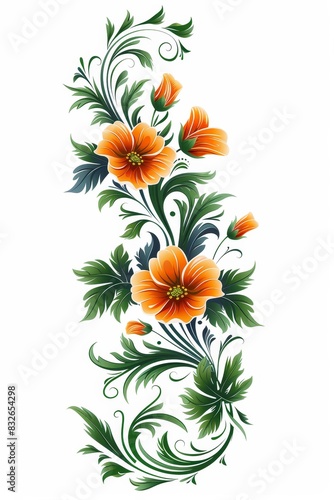 Orange Flower With Green Leaves