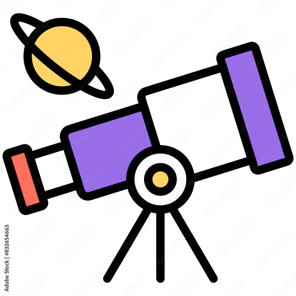 A space research tool icon, flat design of telescope
A space research tool icon, flat design of telescope