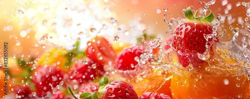 Healthy snack with splash effect, vibrant colors, fresh and dynamic, highresolution image, closeup, isolated background, copy space