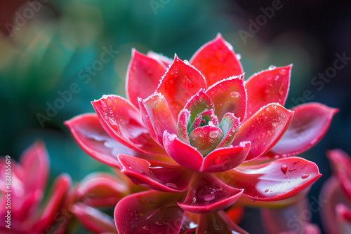 In the stillness of a tranquil pond, a delicate pink lotus flower emerges, its petals unfurling gracefully in the gentle morning light.