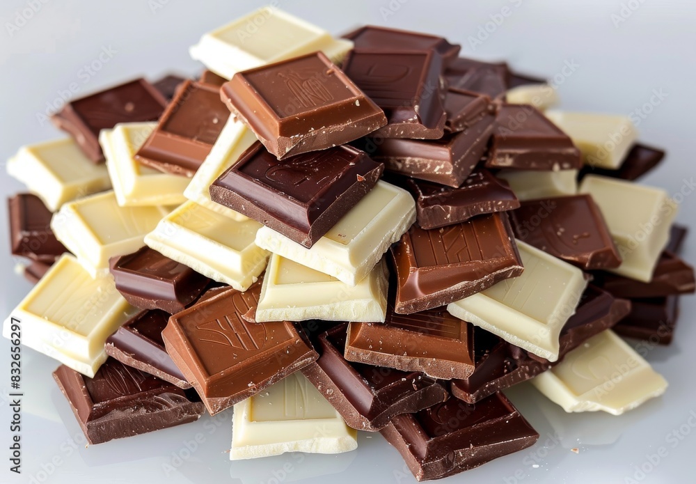 A heap of white and milk chocolate. A heap of white and milk chocolate.