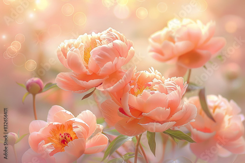 A bouquet of pink flowers with a soft  pastel background