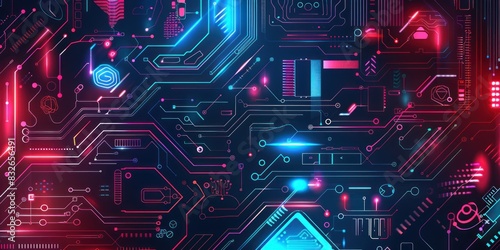 Cutting-edge High-tech Electronics Banners with Futuristic Circuit Elements - Generativ AI