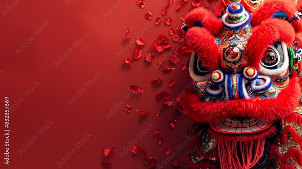 Fototapeta premium Happy chinese new year 2024 the dragon zodiac sign with asian elements gold paper cut style on red background. Chinese day concept. wallpaper canvas background