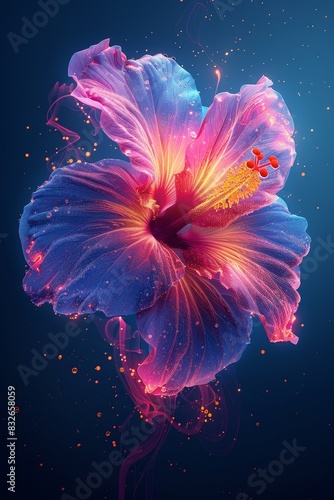 Purple Flower on Blue Background