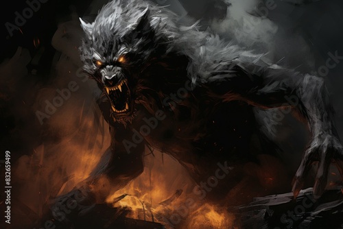 A shapeshifting werewolf, torn between human nature and primal instincts. - Generative AI photo