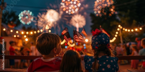 Family watching a Fourth of July parade