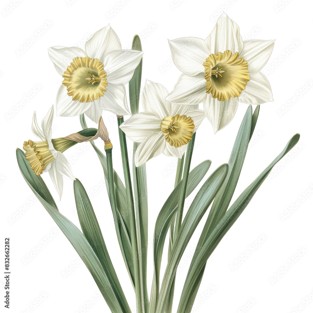 Daffodils isolated on white background, bouquet of daffodils Daffodils isolated on white background, bouquet of daffodils