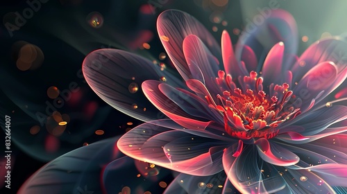 Abstract flower, sureal, fantsy lights, plain background, Generative AI illustrations.  photo