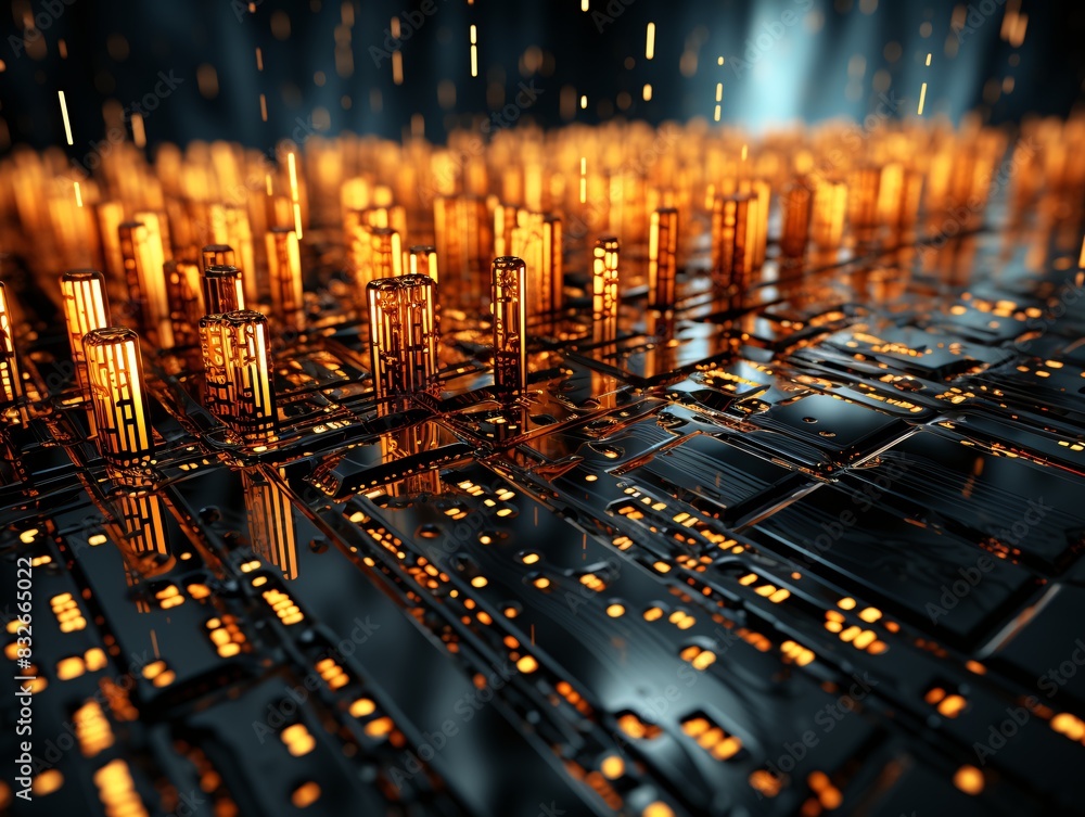 Abstract technology background with glowing lines and bokeh Abstract technology background with glowing lines and bokeh
