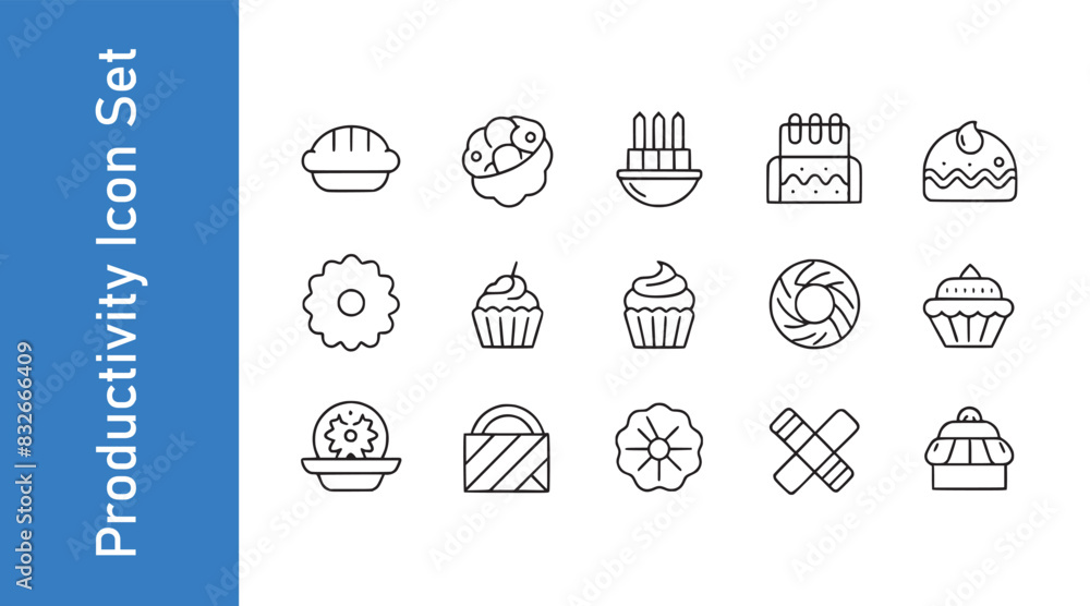 Fototapeta premium Kouign amann icon set with Vector collections. 