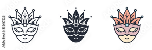 Mask Masquerade Icon theme symbol vector illustration isolated on white background