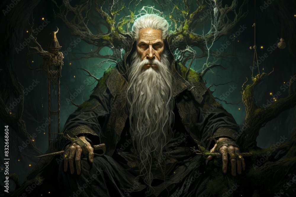 A wise old sage, adorned in flowing robes and possessing vast knowledge of ancient lore. - Generative AI A wise old sage, adorned in flowing robes and possessing vast knowledge of ancient lore. - Generative AI