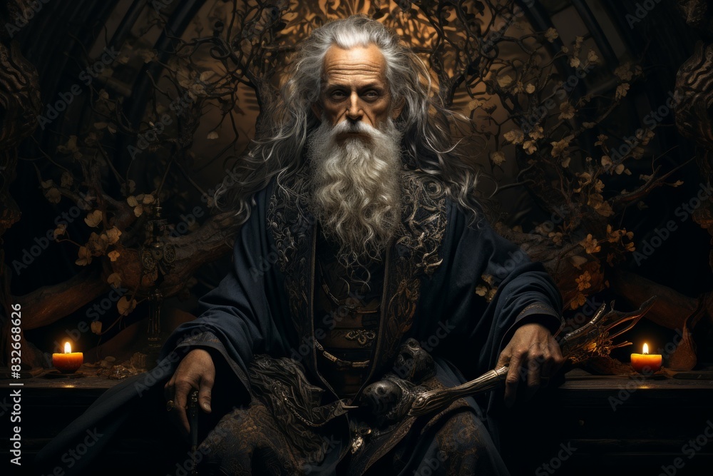A wise old sage, adorned in flowing robes and possessing vast knowledge of ancient lore. - Generative AI A wise old sage, adorned in flowing robes and possessing vast knowledge of ancient lore. - Generative AI